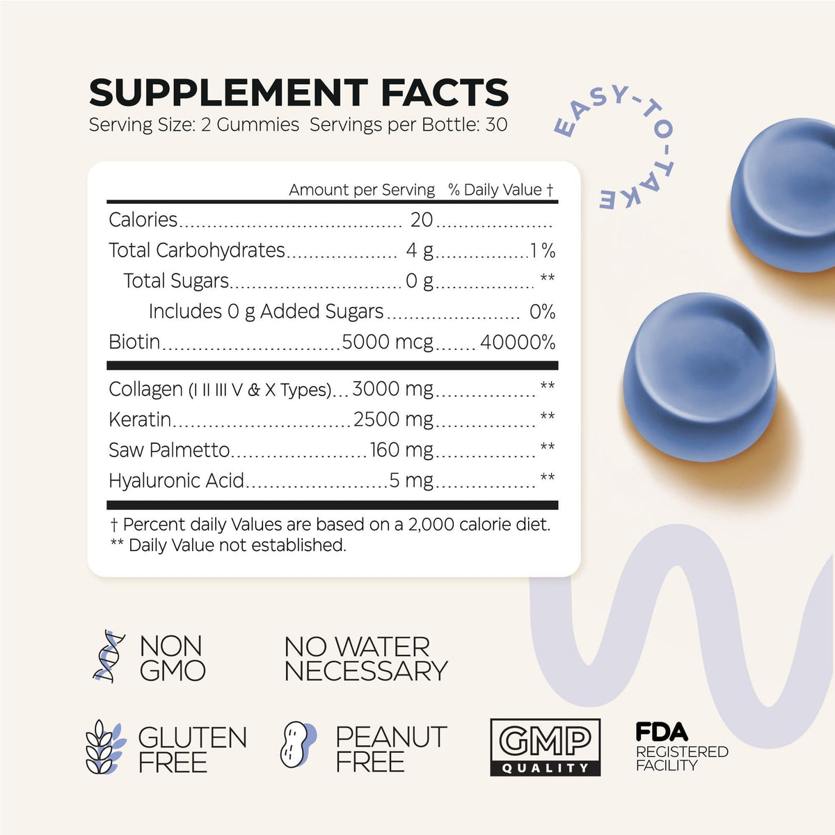 Collagen Peptide Gummies for Women Men 3000 Mg Collagen Supplement for Healthy