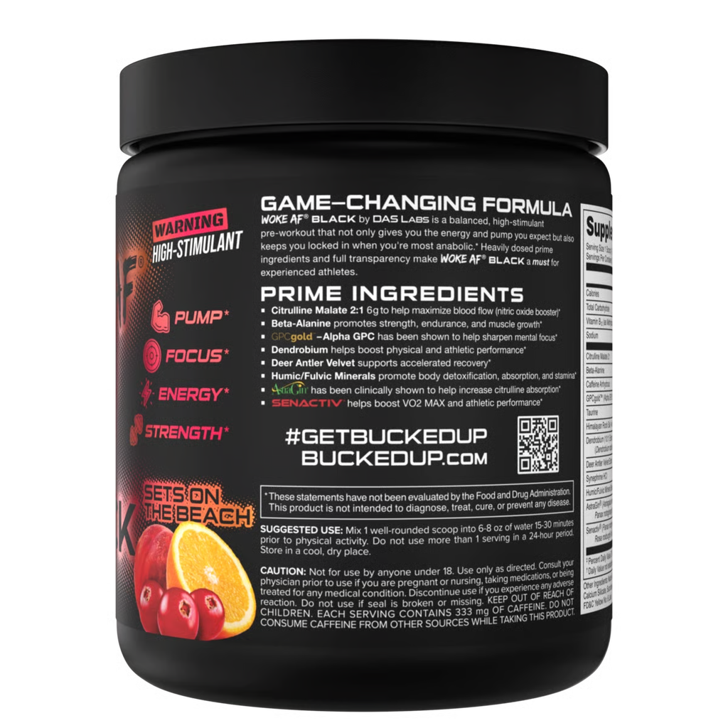 Bucked Up WOKE AF Black High-Stim Pre-Workout